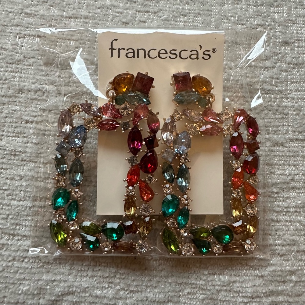Francesca’s Rainbow Bejeweled Earrings